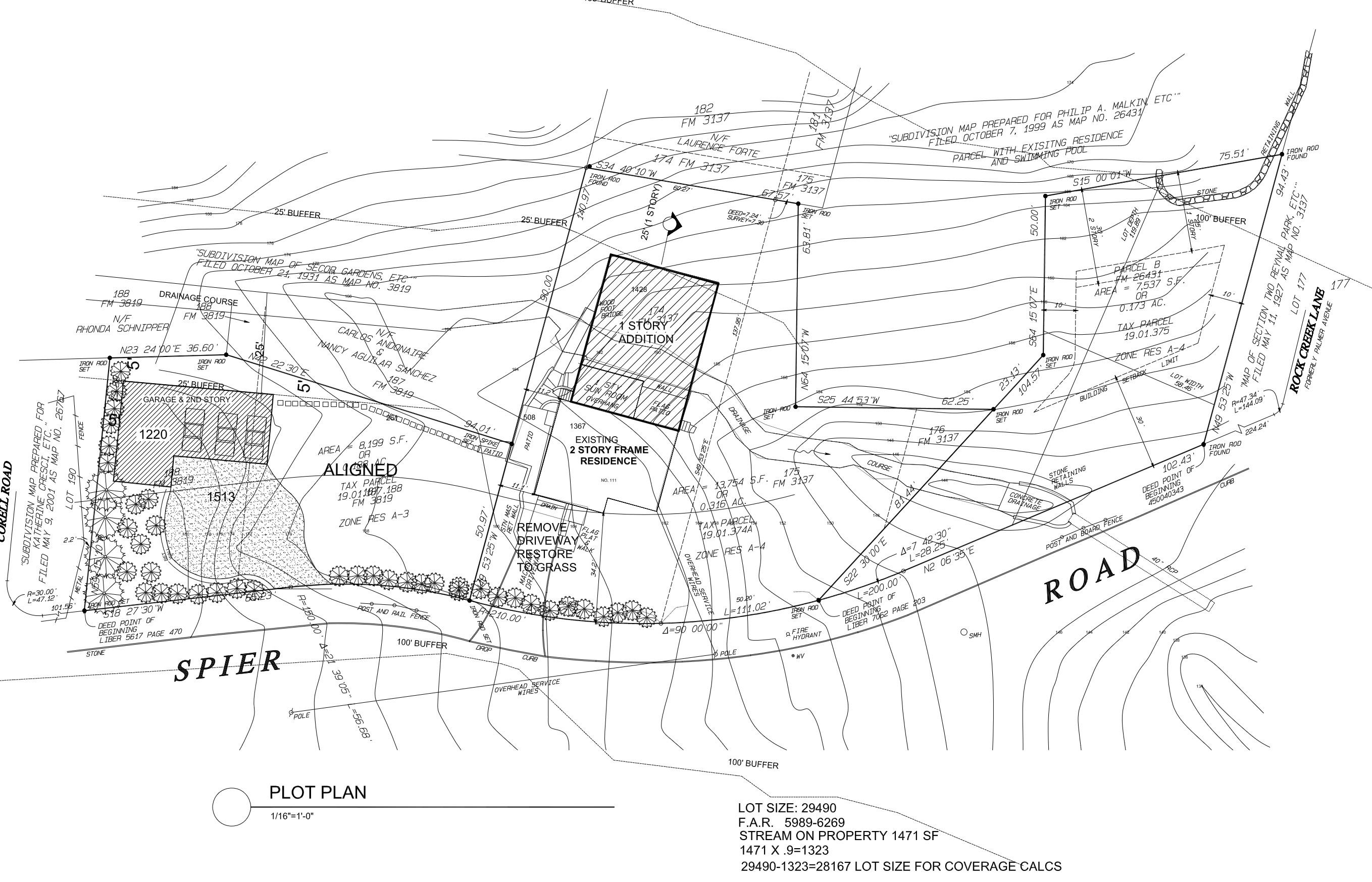 Developer's 2022 plan showing proposed extension over the watercourse and two-car garage