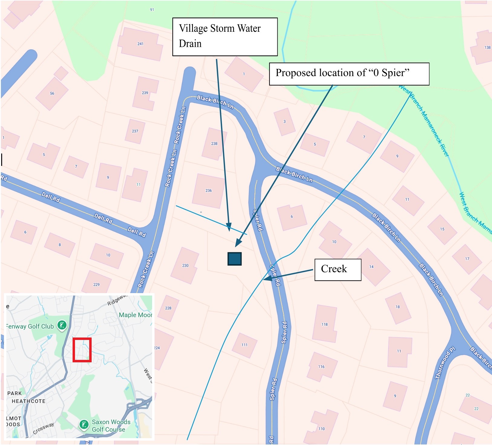Aerial map showing 0 Spier Road and surrounding properties