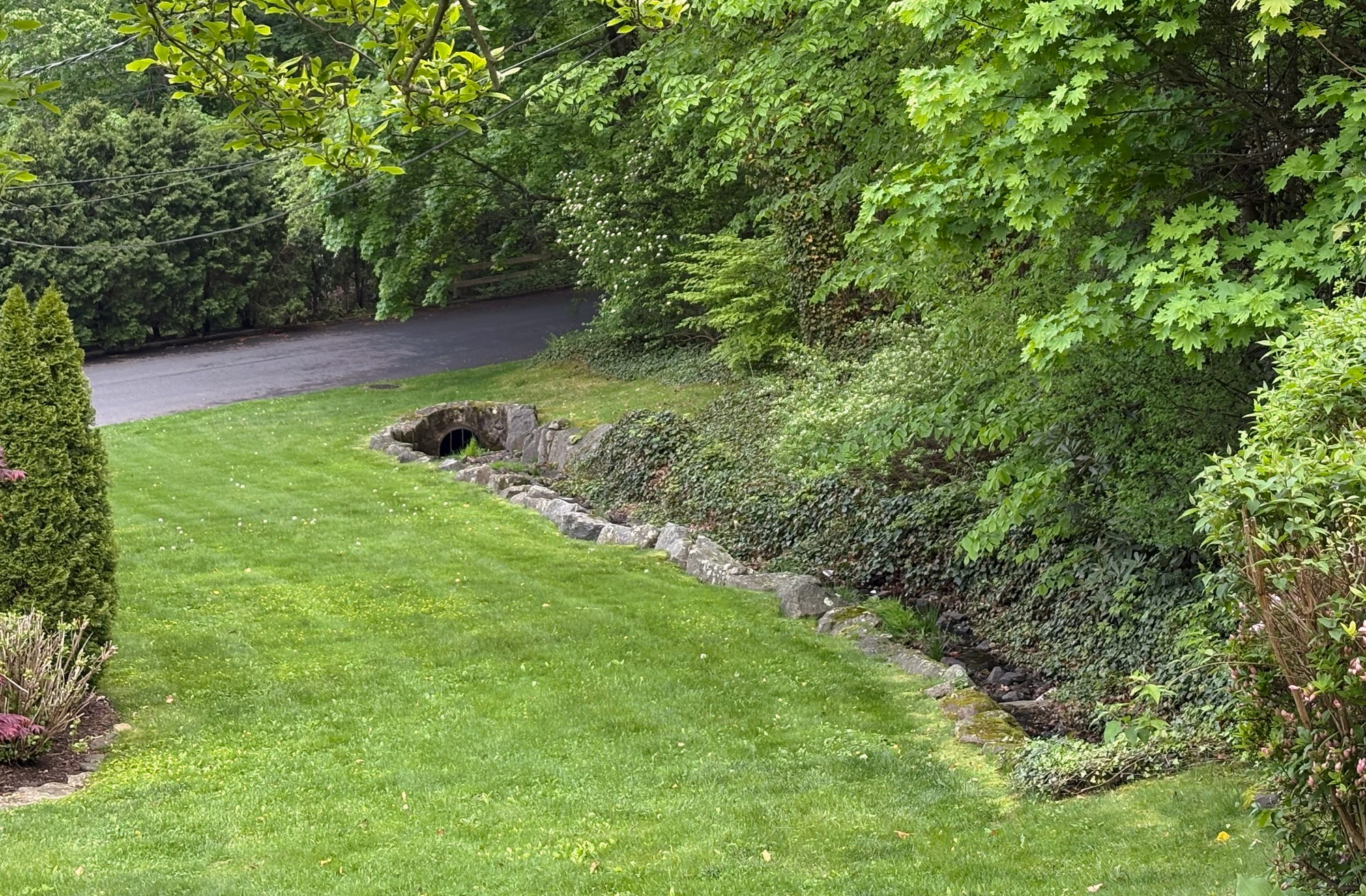 Storm water drain viewed from Rock Creek Lane, May 2026