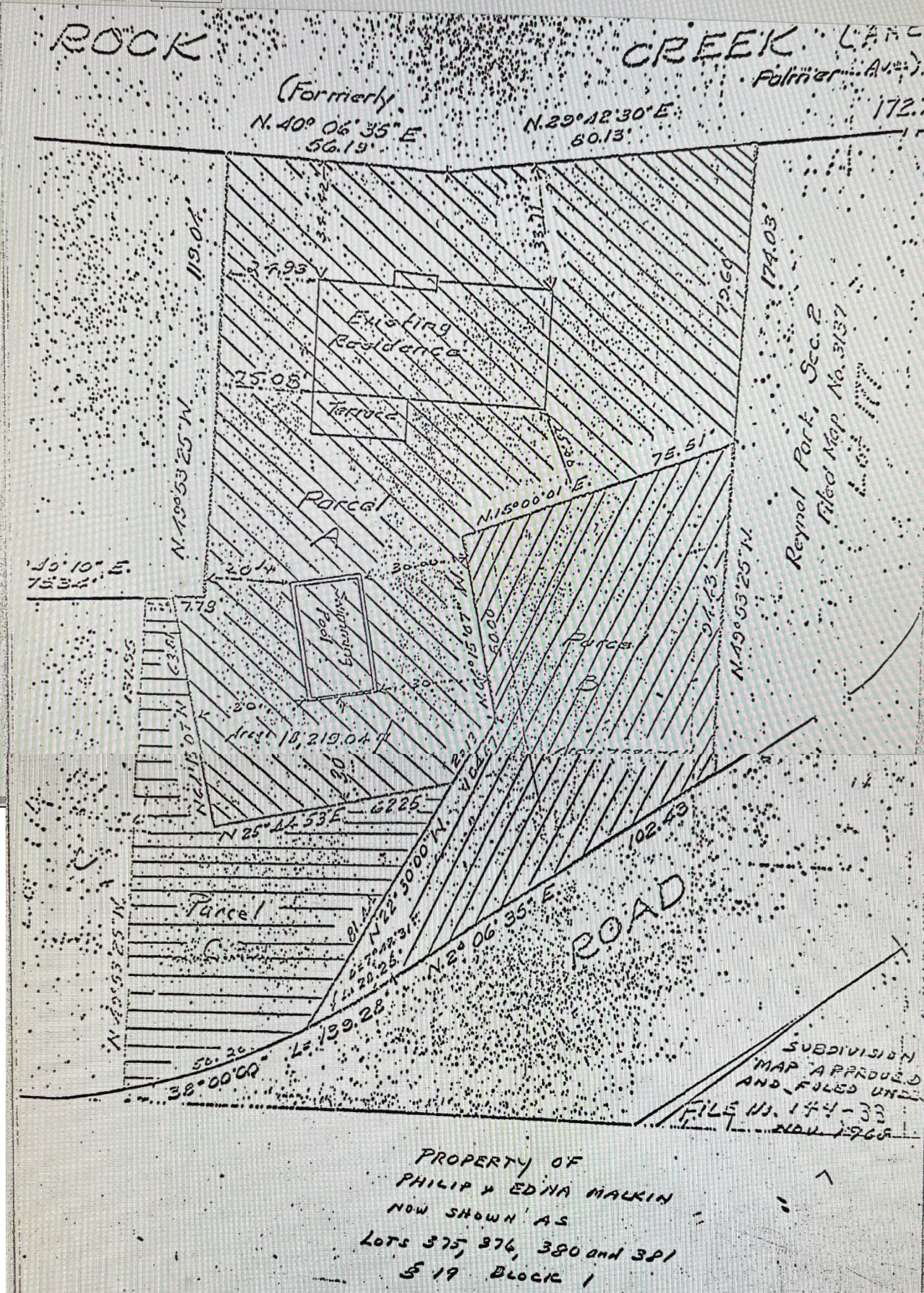 1968 subdivision drawing creating tax parcel 19.01.375